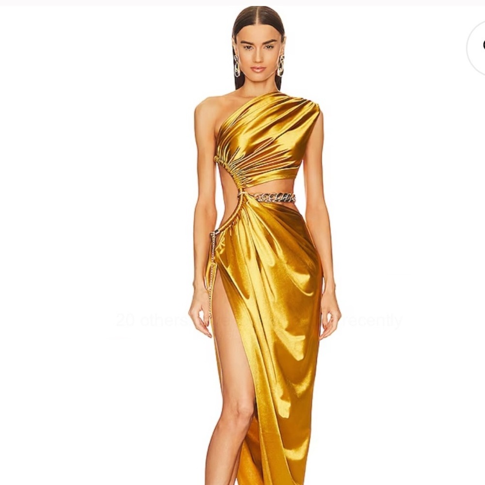 Bronx & Bronco Jamilia Elegant Gold One-Shoulder Dress